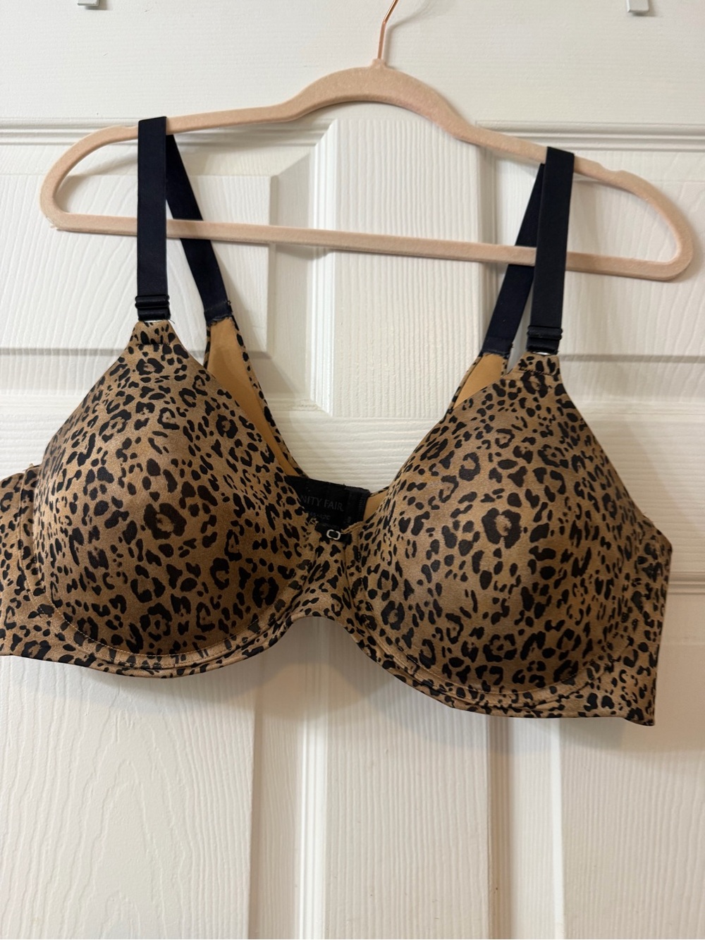 Vanity Fair Leopard Print Bra in Tan and Black